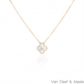 Van Cleef & Arpels Limited Edition Mother of Pearl Vintage Alhambra Holiday Pendant